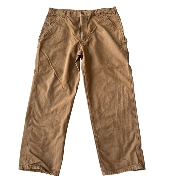 Carhartt Mens 40x32 Duck Durable Canvas Brown Utility Chore Work Pants Carpenter - Picture 2 of 16